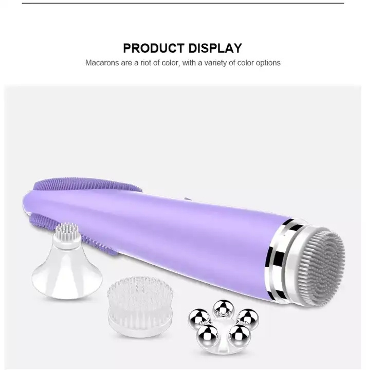 2024 New Arrival Skin Care Device Waterproof Soft Silicone Face Washing Brush Facial Massager Electric Cleansing Brush