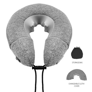 Electric u shaped travel pillow automatic inflation pillow massager easy storage neck massage pillow