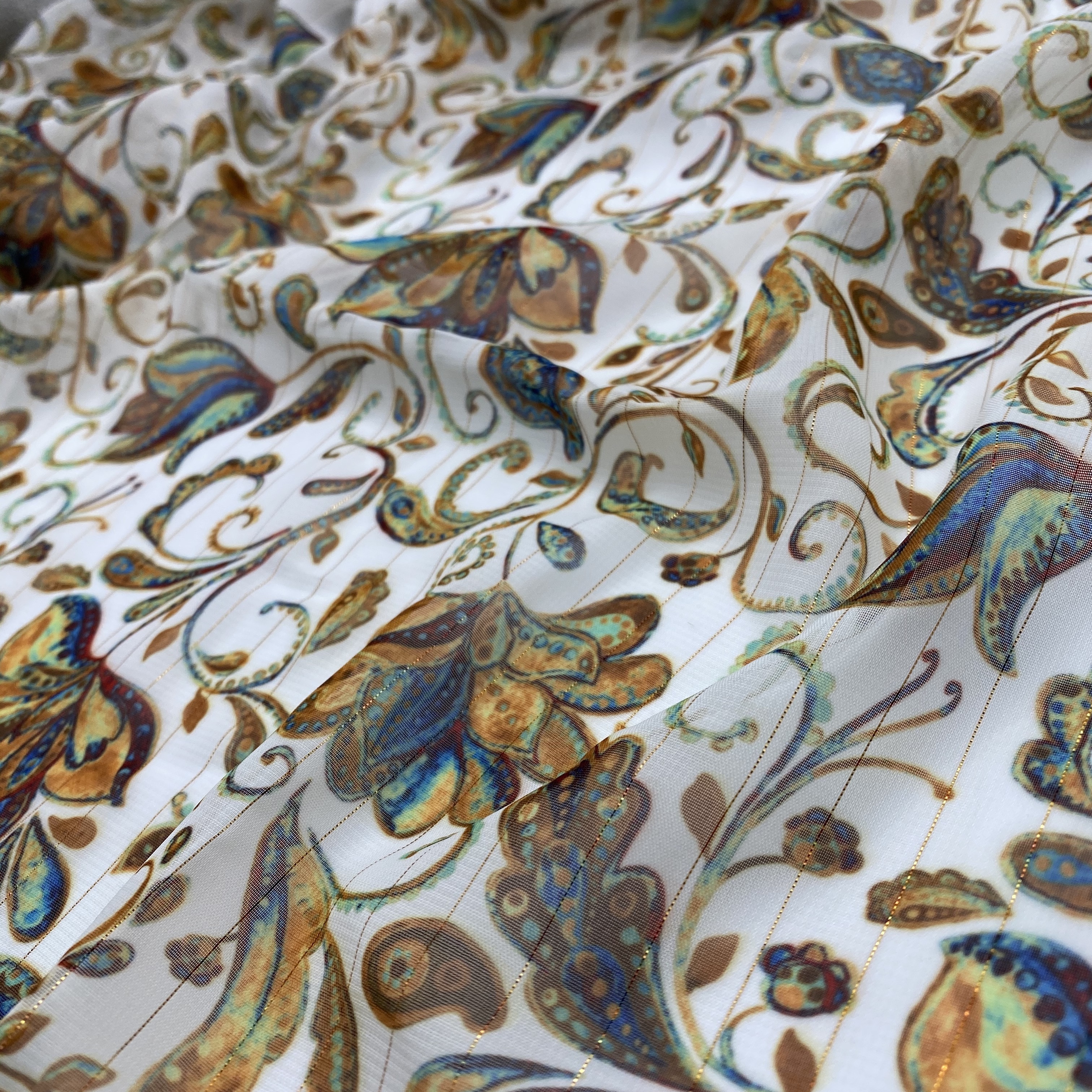 xitong textile suppliers  wholesale  100% polyester fabric paisley print fabric lurex chiffon fabric for clothing garment