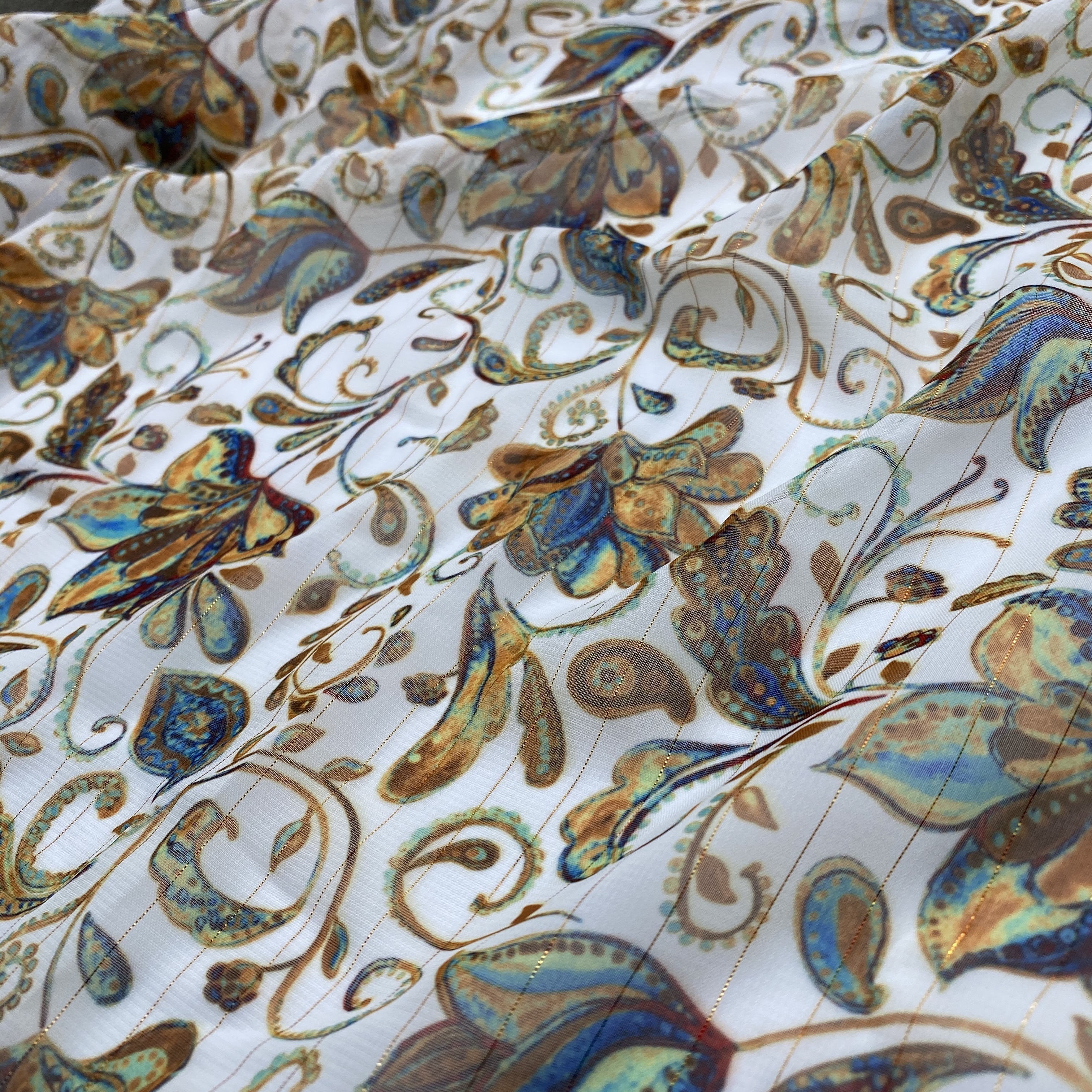 xitong textile suppliers  wholesale  100% polyester fabric paisley print fabric lurex chiffon fabric for clothing garment