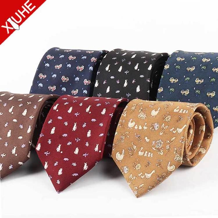 Fashion Desidn OEM ODM Slik Necktie Navy Blue Animal Printed Mens Tie Floral Custom 100% Silk Ties