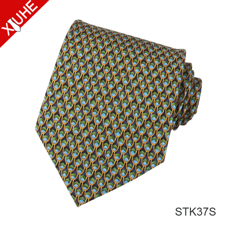 High Quality Natural Silk Printed Tie Wholesale Necktie Mens 100% Silk Print Neck Tie With Box