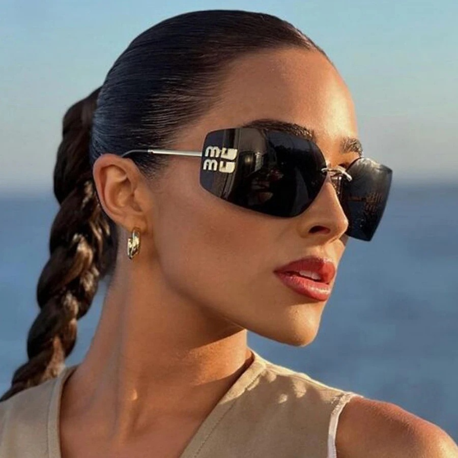 2024 Latest Fashion Square Rimless Sunglasses Women Oversized Elegant Female Shades Luxury Brand Designer Sun Glasses