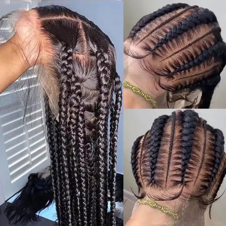 Wholesale Full Lace Braided Wigs Lace Front Luxury Synthetic Wigs High Quality Synthetic Box Braid Wigs african For Black Women