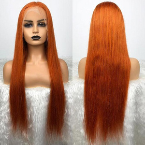 Cheap Raw Hair 350 Copper Ginger Orange Colored Wig Transparent Lace Front Wigs Human Hair HD Lace Frontal Glueless Wig Vendors