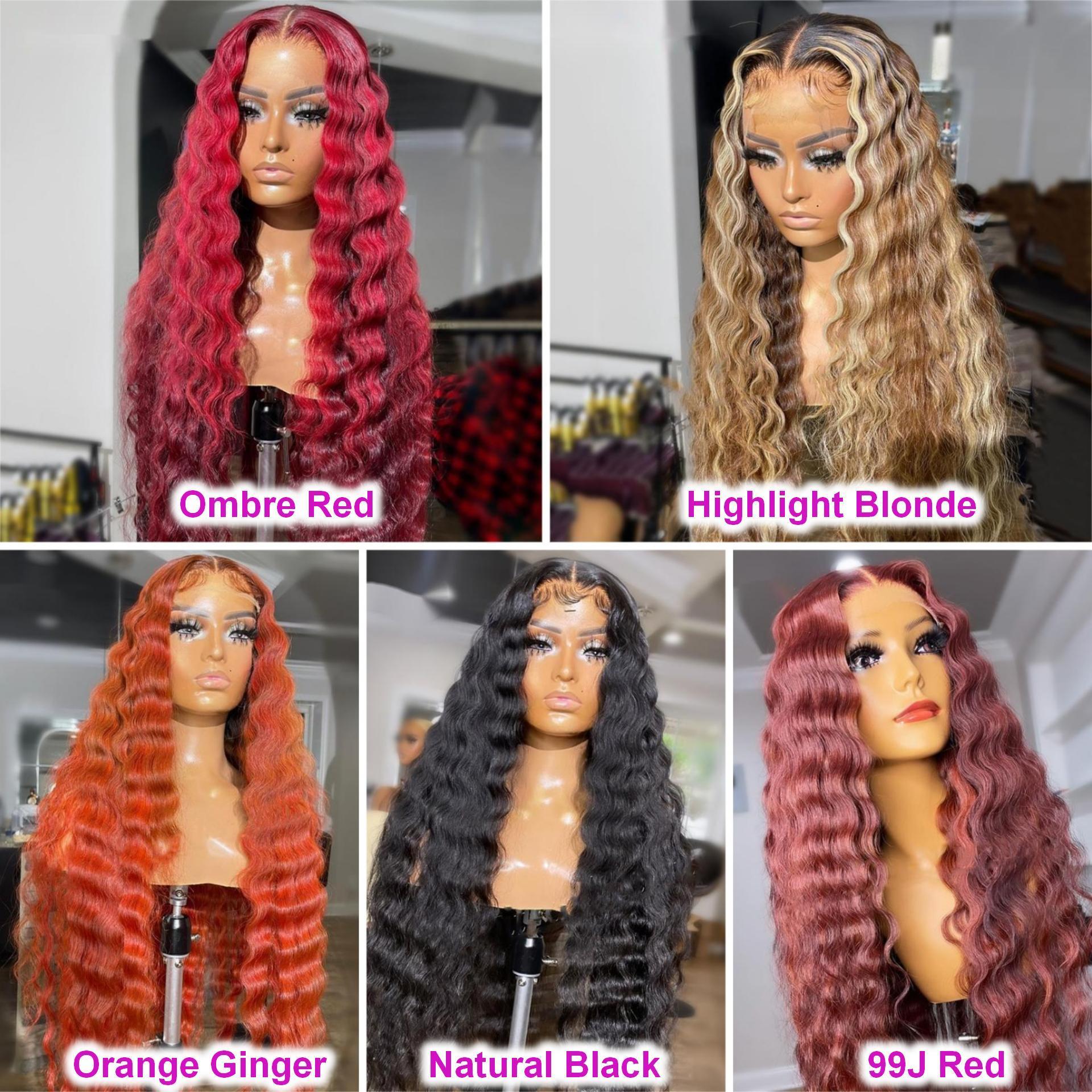 30 Inch HD Red Loose Deep Wave 13x4 Lace Front Wigs For Black Women HD Transparent 13x6 Lace Frontal Wigs Brazilian Human Hair