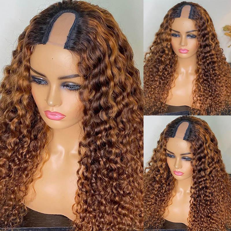 U Part Human Hair Wig Wholesale Factory Price Best Quality Brazilian Human Hair Wig Kinky Curly U Part Wigs For Black Women