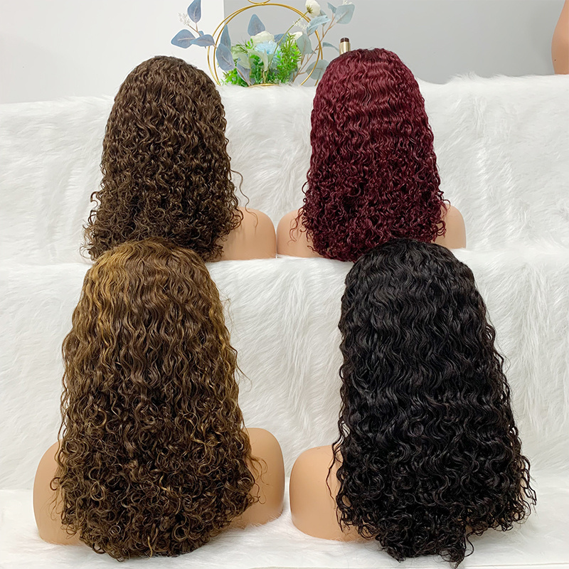 Glueless 250 Density Human Hair Lace Front Wig Water Wave 13x4 13x6 Pre Plucked Kinky Curly HD Full Lace Frontal Wig Human Hair