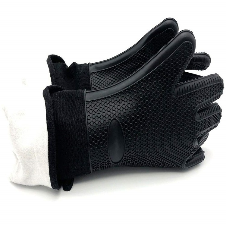 Extra Long Professional Silicone Oven Mitt Heat Resistant Cooking Gloves With Internal Cotton For Kitchen BBQ Baking Grill