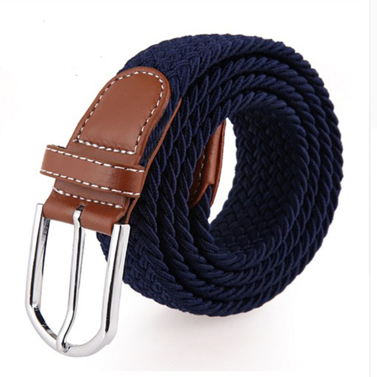 Custom wholesale Women Casual web weave Fashion Stretch Fabric Woven Braided Elastic Belt For Men