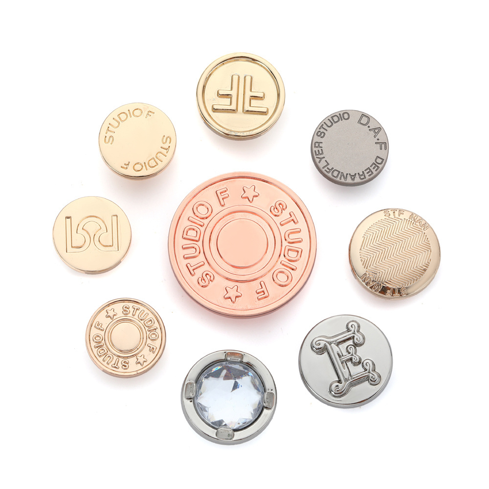 Shank Button for Clothes Gold Embossed Brass Plated Metal High Quality Button Manufacturer Wholesale Customized Jacket Lace Free