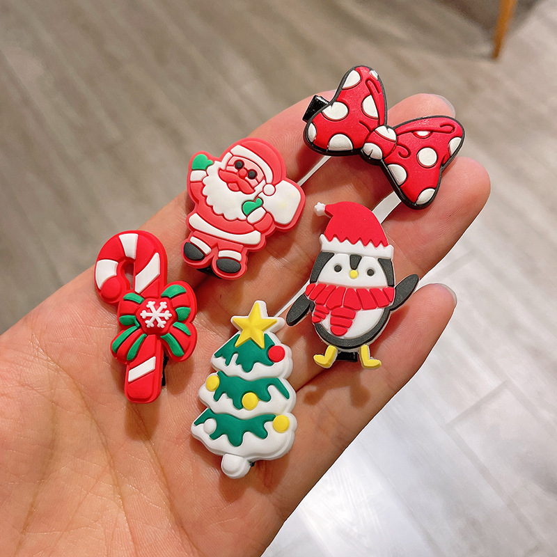 Christmas Hair clip set Christmas Tree bow Ladies holiday gift do not hurt hair mini trumpet hair clip