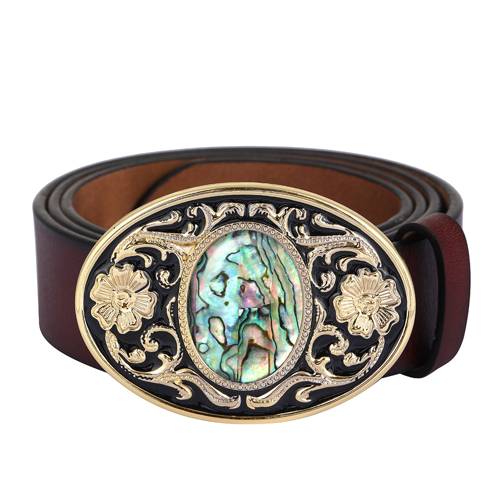 2024 fashion design western cowboy gemstone setting colorful personality metal pattern A To Z Belt buckle for belts