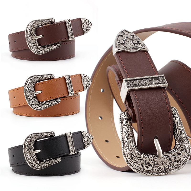 Hot sale New women pin buckle belt retro high quality wide leather belt for wholesale