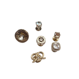 Tuxedo Stud Buttons Factory Make Custom Logo Cloth Button Studs Removable Rhinestones Zinc Alloy Cuff Links Cufflink Gold Men's