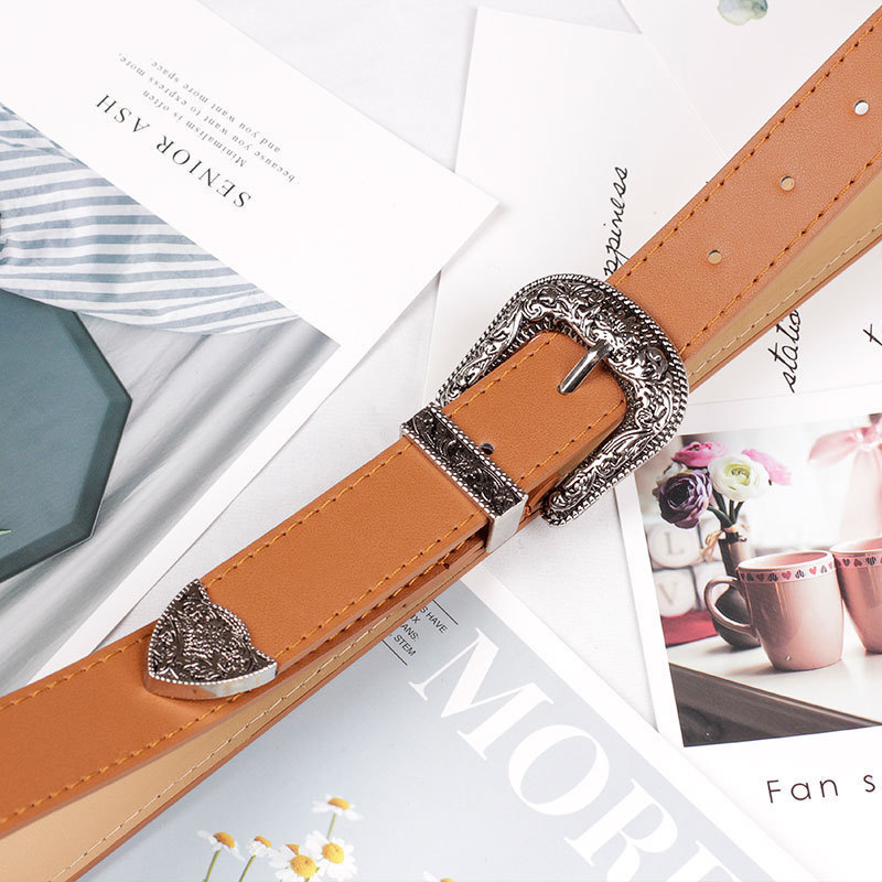 Hot sale New women pin buckle belt retro high quality wide leather belt for wholesale