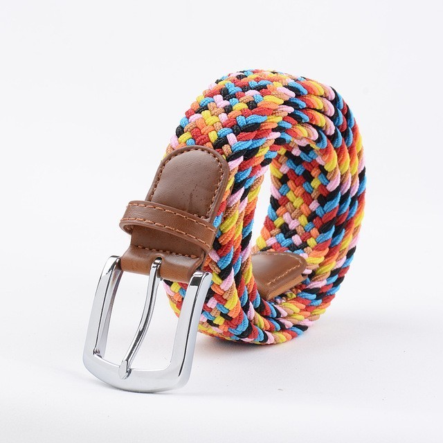 Custom wholesale Women Casual web weave Fashion Stretch Fabric Woven Braided Elastic Belt For Men