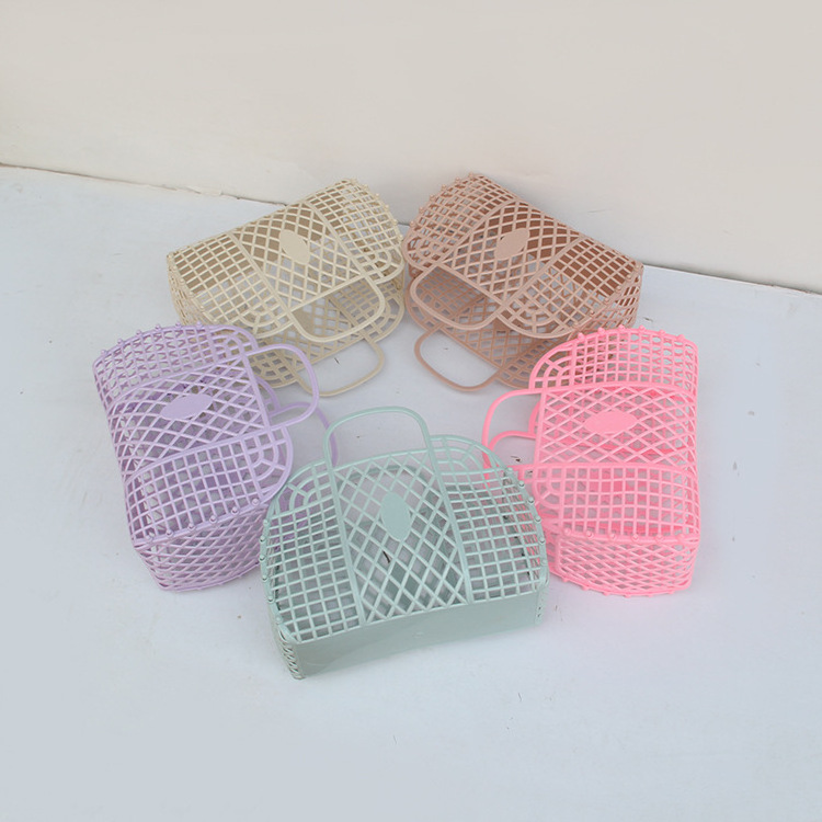 Wholesale Kid Girl Small Easter Basket Woman Summer Portable Vacation 2023 Plastic Pvc Fashion Beach Retro Jelly Basket Handbags