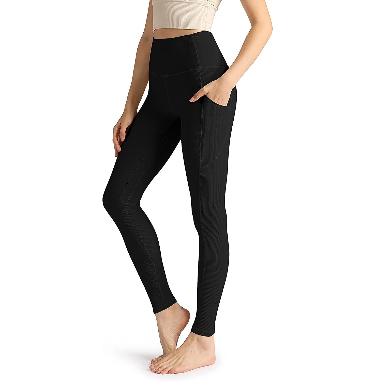 Dropshipping High Waist Yoga Pants Workout Leggings Tight Fitting Tummy Gym Legging For Women