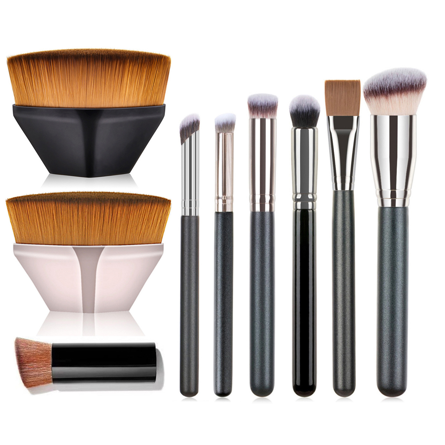 No.55 makeup beauty tool flat top custom make-up large black handle single brushes kabuki liquid foundation concealer brush