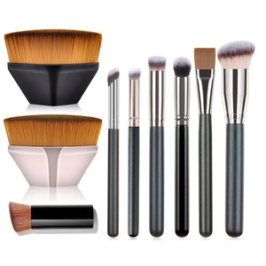 No.55 makeup beauty tool flat top custom make-up large black handle single brushes kabuki liquid foundation concealer brush