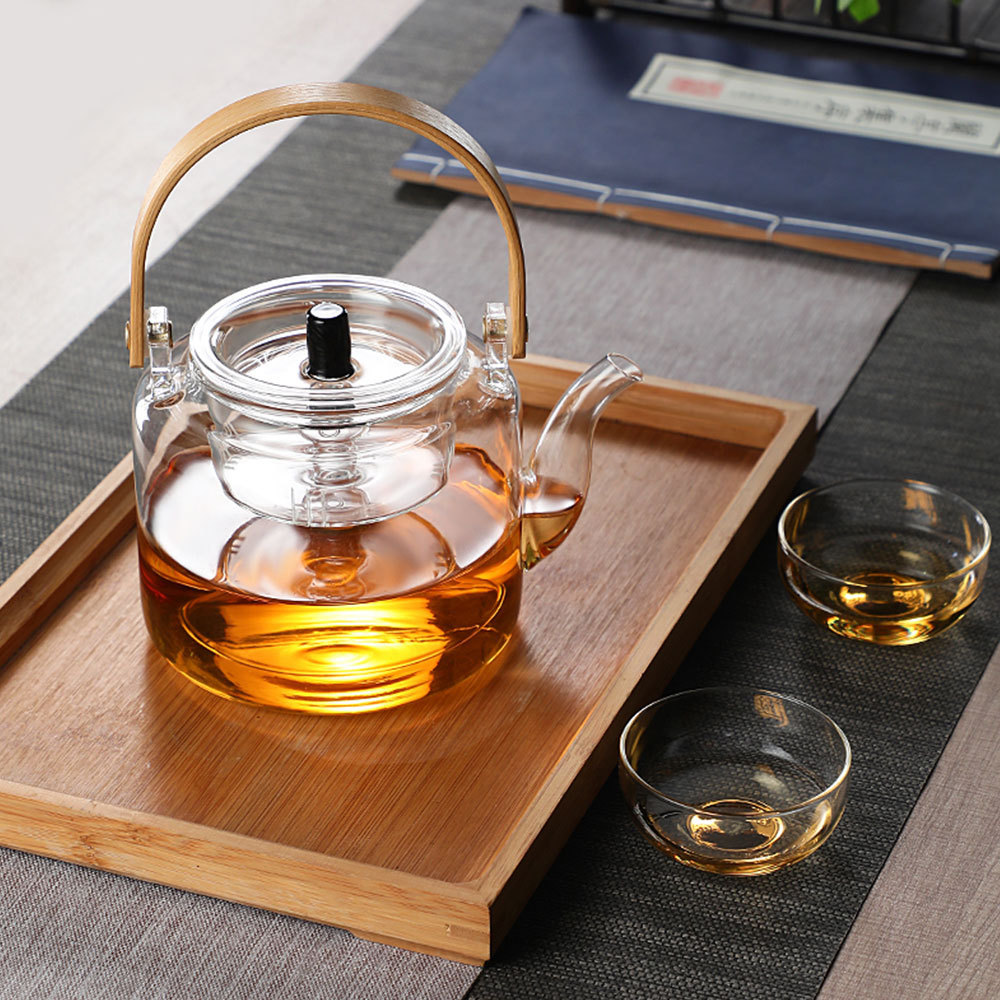 Hot selling Heat resistant glass teapot with strainer flower pot glass tea pot with infuser