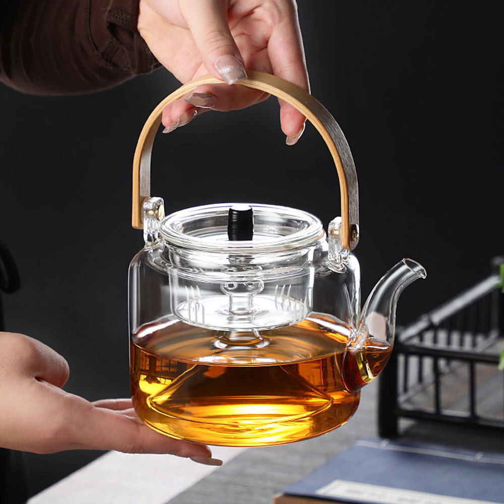 Hot selling Heat resistant glass teapot with strainer flower pot glass tea pot with infuser