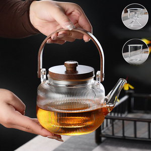 Transparent and Hammered Glass Teapot with Removable Infuser Stovetop Safe Tea Kettle Blooming