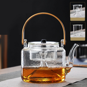 Hot selling Heat resistant glass teapot with strainer flower pot glass tea pot with infuser