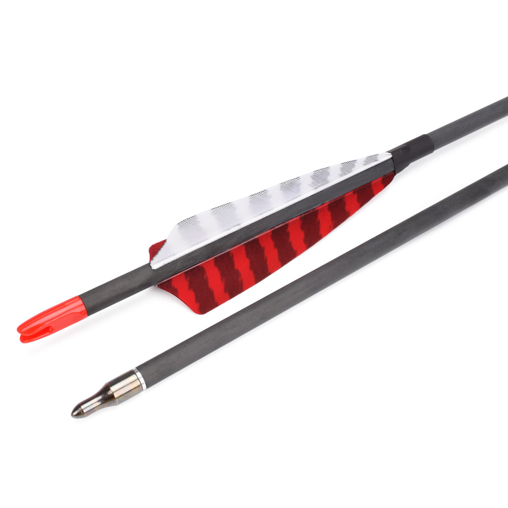 Archery Hunting Bow Arrow Carbon Shaft Spine 300-1300 ID 4.2mm 6.2mm Feather Vanes Compound Recurve Arrows