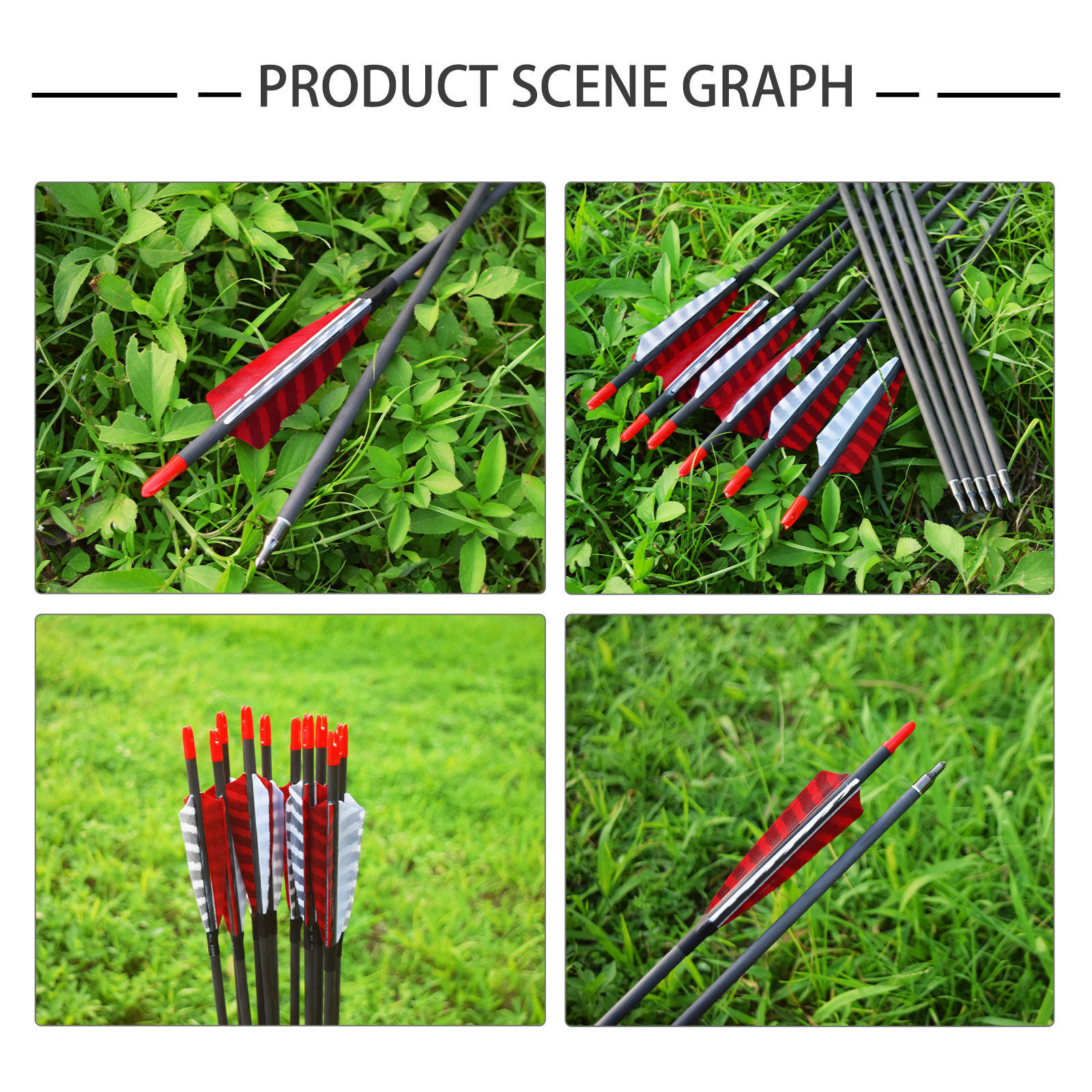 Archery Hunting Bow Arrow Carbon Shaft Spine 300-1300 ID 4.2mm 6.2mm Feather Vanes Compound Recurve Arrows