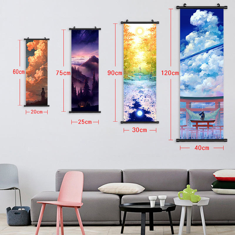 HD canvas print wall art painting Plastic Scroll Hanging Painting Custom made hanging painting living room decor