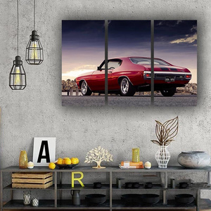 HD print 3 Pcs Wall Art Canvas Painting Poster Print Red car Decorative Picture Artwork Home Decor Living Room Unique Decoration