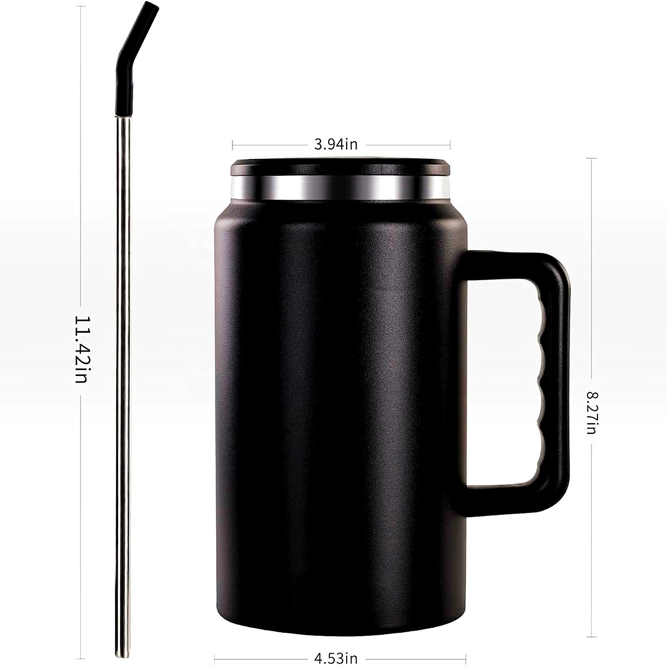 Custom logo 50oz 304 Stainless Steel Double Wall Tumbler Large Capacity Travel Mug 50 oz Tumbler With Handle Metal Straw