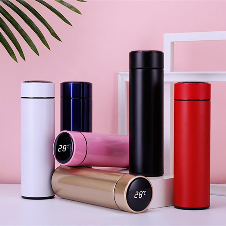 hot sale products smart led temperature water bottle vacuum digital thermos flask stainless steel straight cup with temperature