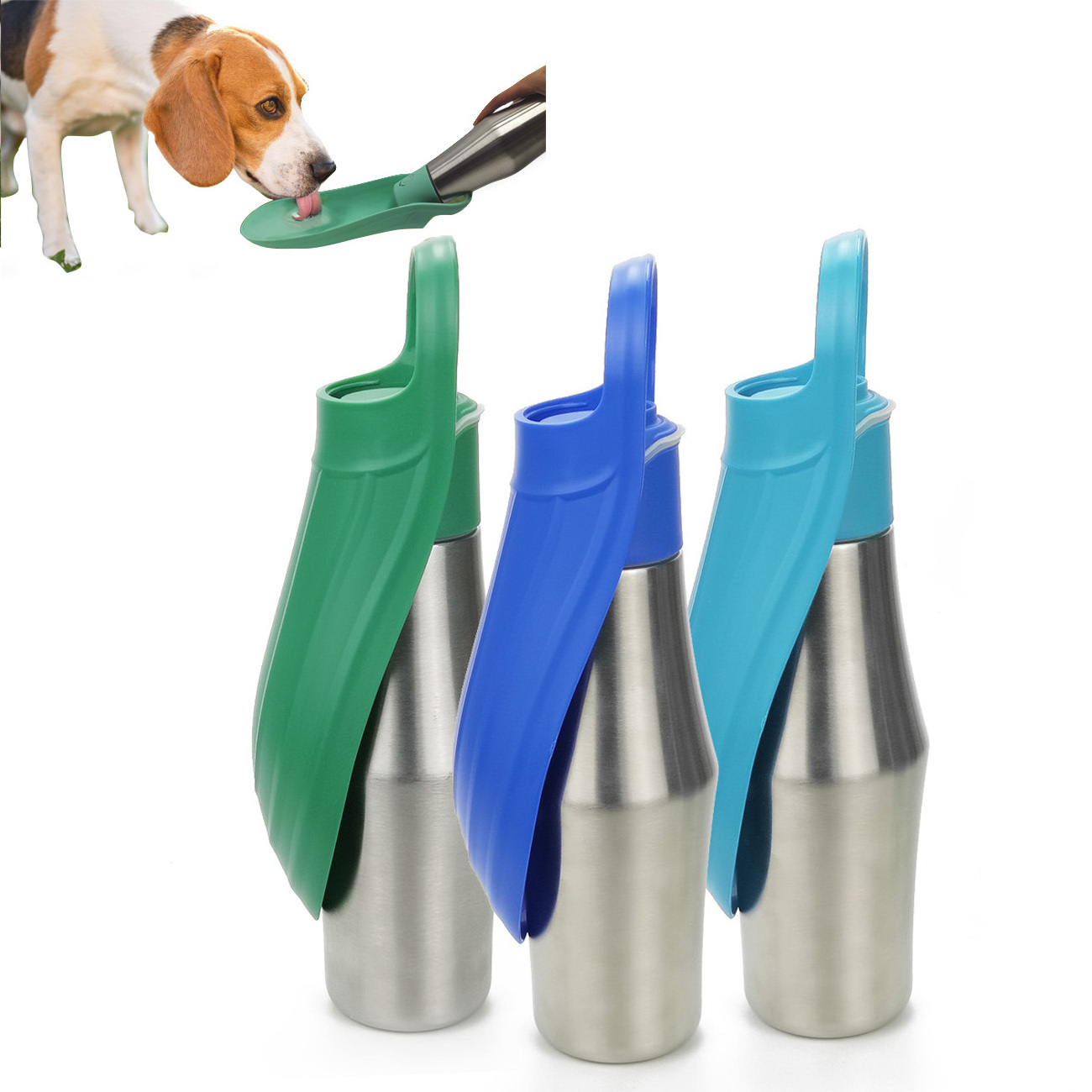 New Design Stainless Steel Puppy Water Dispenser Reusable Outdoor Walking Dog Bottle Lightweight Single Wall Pet Bottle