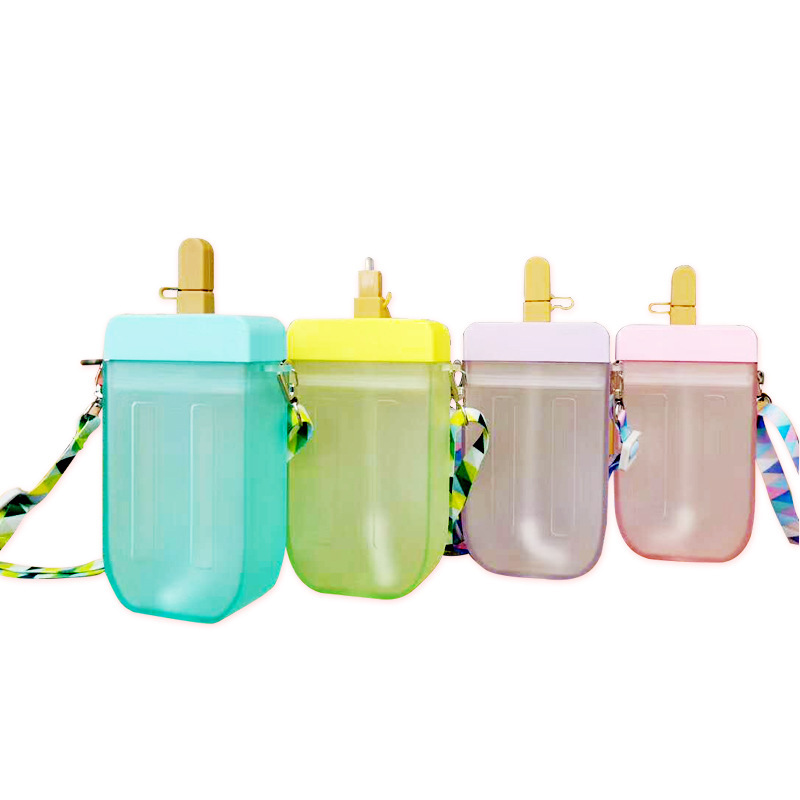 PC Summer Popsicle Children's Water Cup Kindergarten Fall-proof Straw Cup Pupil's Water Cup Botella de agua