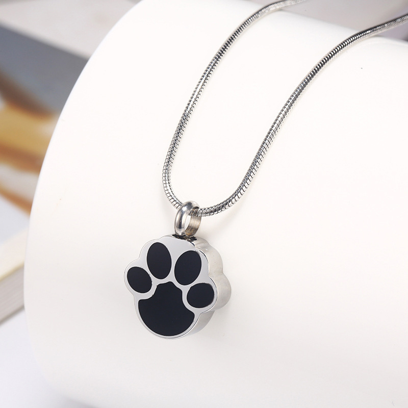 XIXI jewelry Stainless Steel Ash Pet Urn pendant Dog Paw Necklace