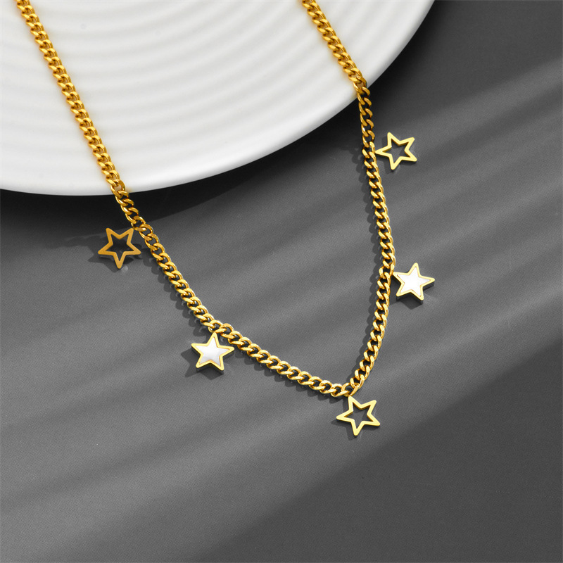 XIXI Stainless Steel Pendant Clavicle Chain Butterfly Love Star Women Gift 18K Gold Plated Heart Fashion Jewelry Necklaces