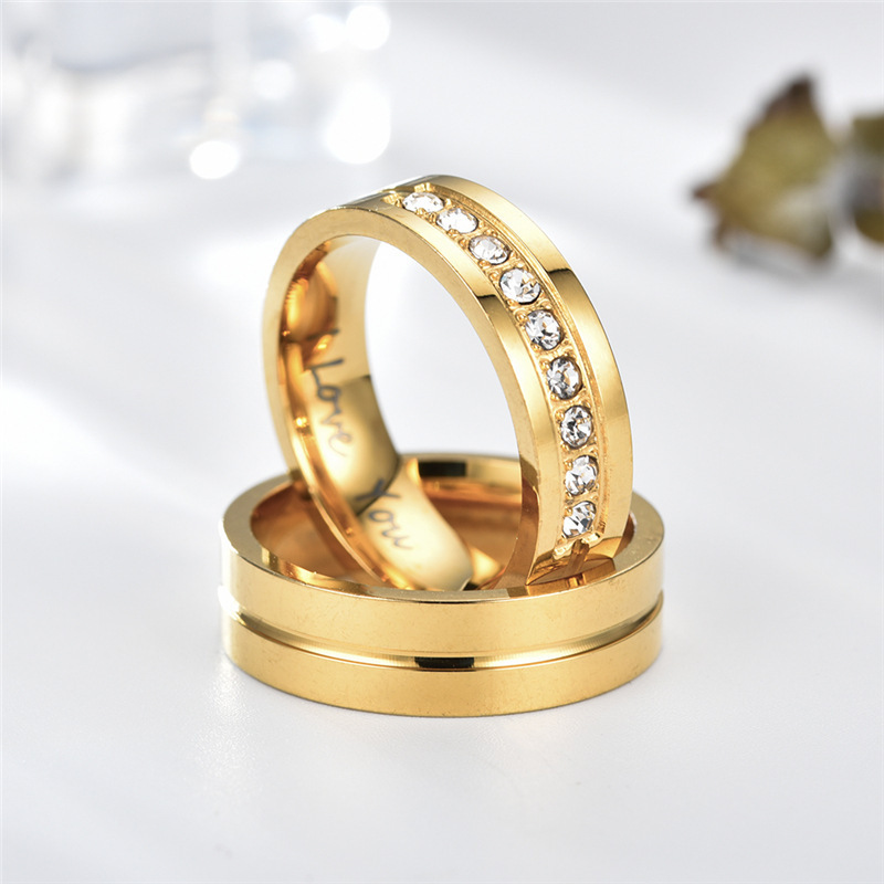 XIXI Inspired 18k Gold Plated Tungsten Stainless Steel Diamond Custom Name Couple Wedding Zirconia CZ Women Fashion Jewelry Ring