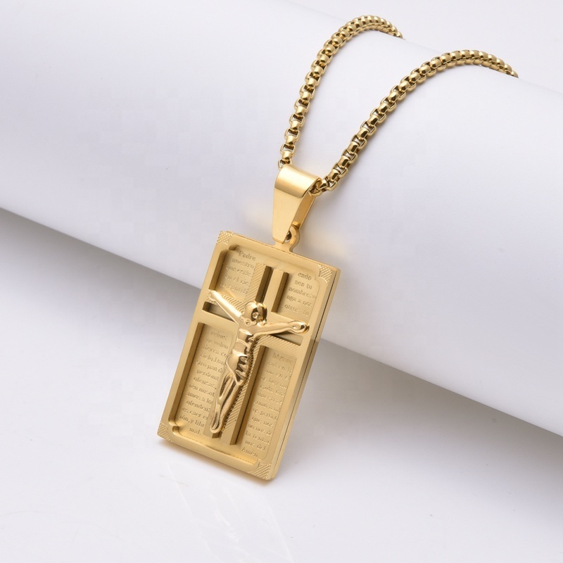 cross pendant 18k/14k gold solid natural diamond stainless steel jewelry baguette sterling silver 925 inverted cross