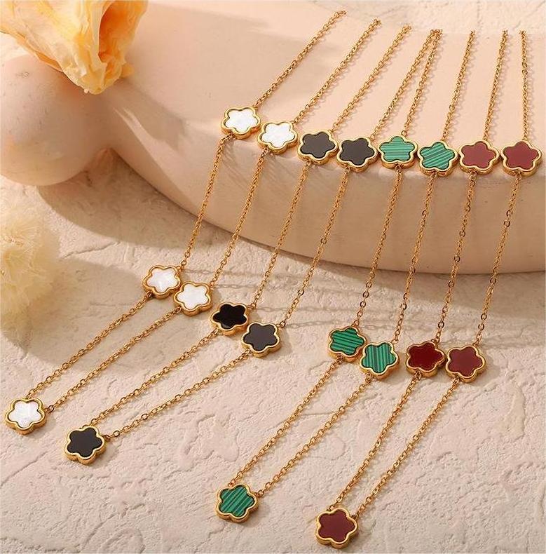 XIXI Stainless Steel Necklaces Chain Bracelets Earrings Acier Inoxydable 18k Gold Plated Women Flower Shell Fashion Jewelry Sets