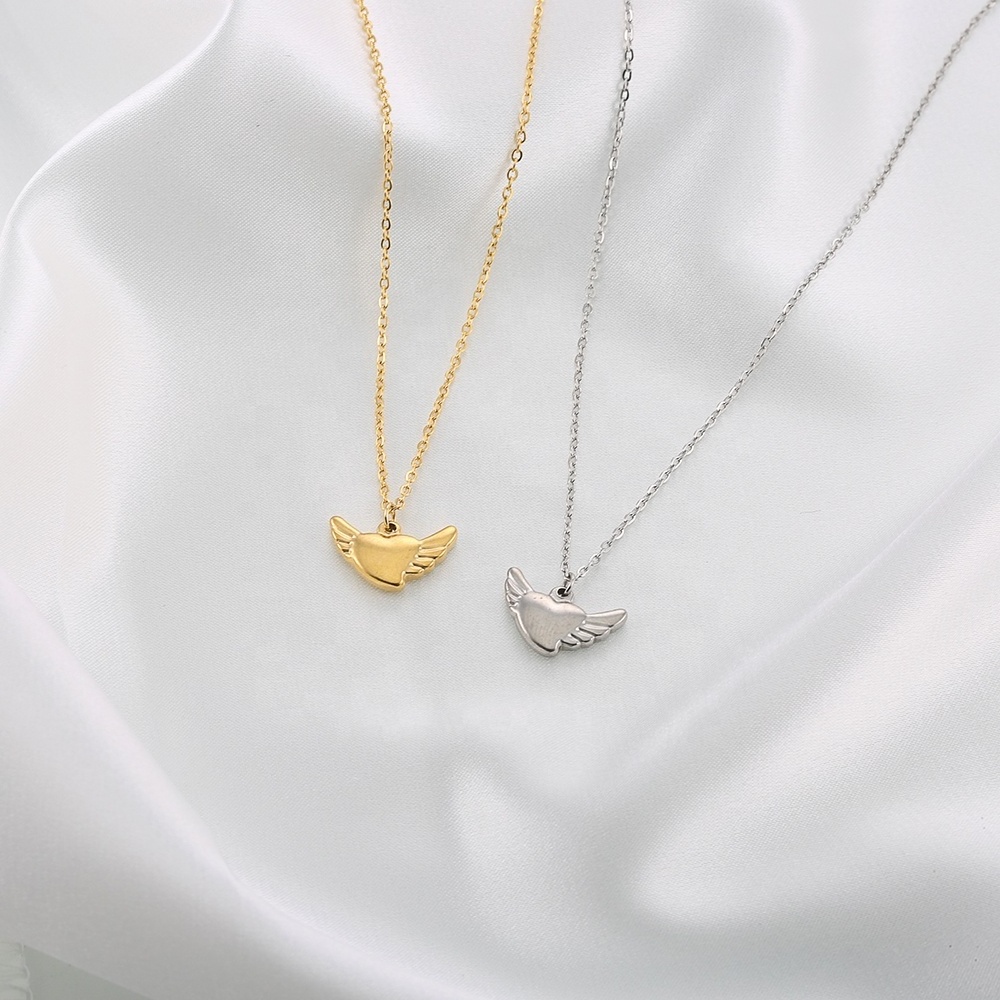 angel wing necklaces gold plated jewelry pendant guardian angel wing necklace,stainless steel sublimation angel wing necklace