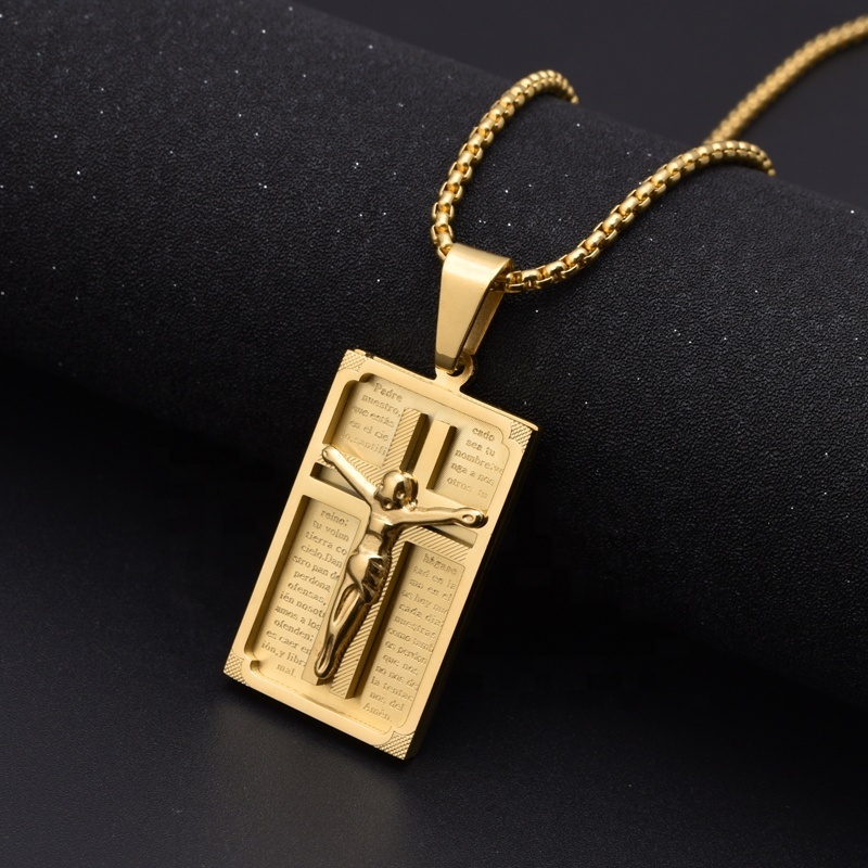 cross pendant 18k/14k gold solid natural diamond stainless steel jewelry baguette sterling silver 925 inverted cross