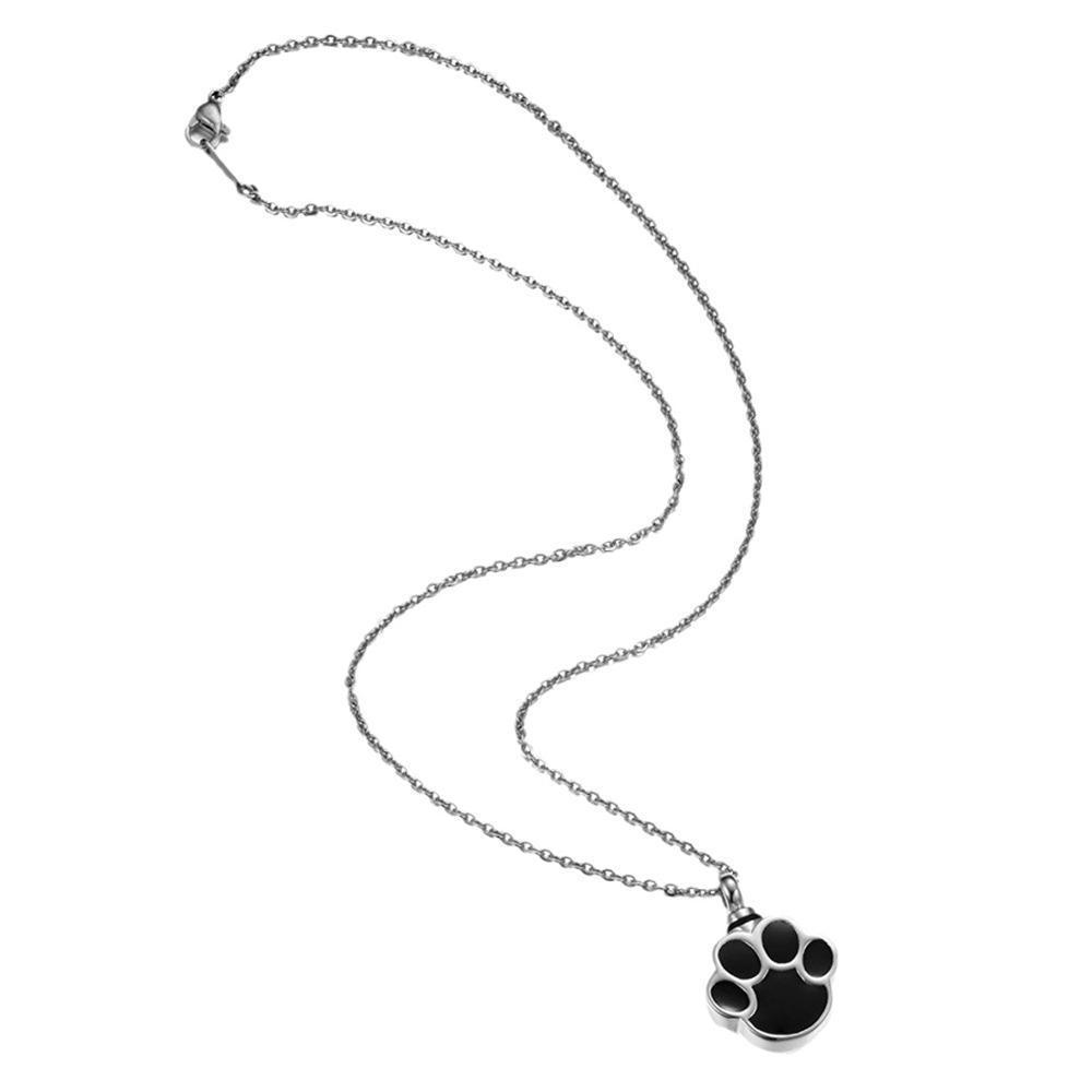 XIXI jewelry Stainless Steel Ash Pet Urn pendant Dog Paw Necklace