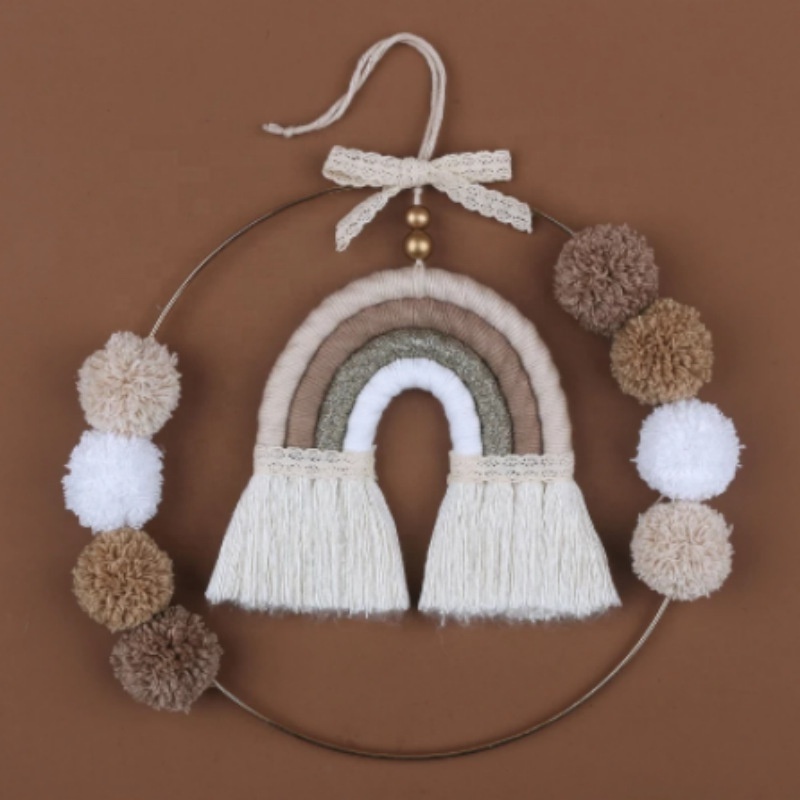 INS New Rainbow Children's Room Decoration Wall Hanging Hand-woven Pendant Baby Room Photo Props Macrame Rainbow Kids Room Decor