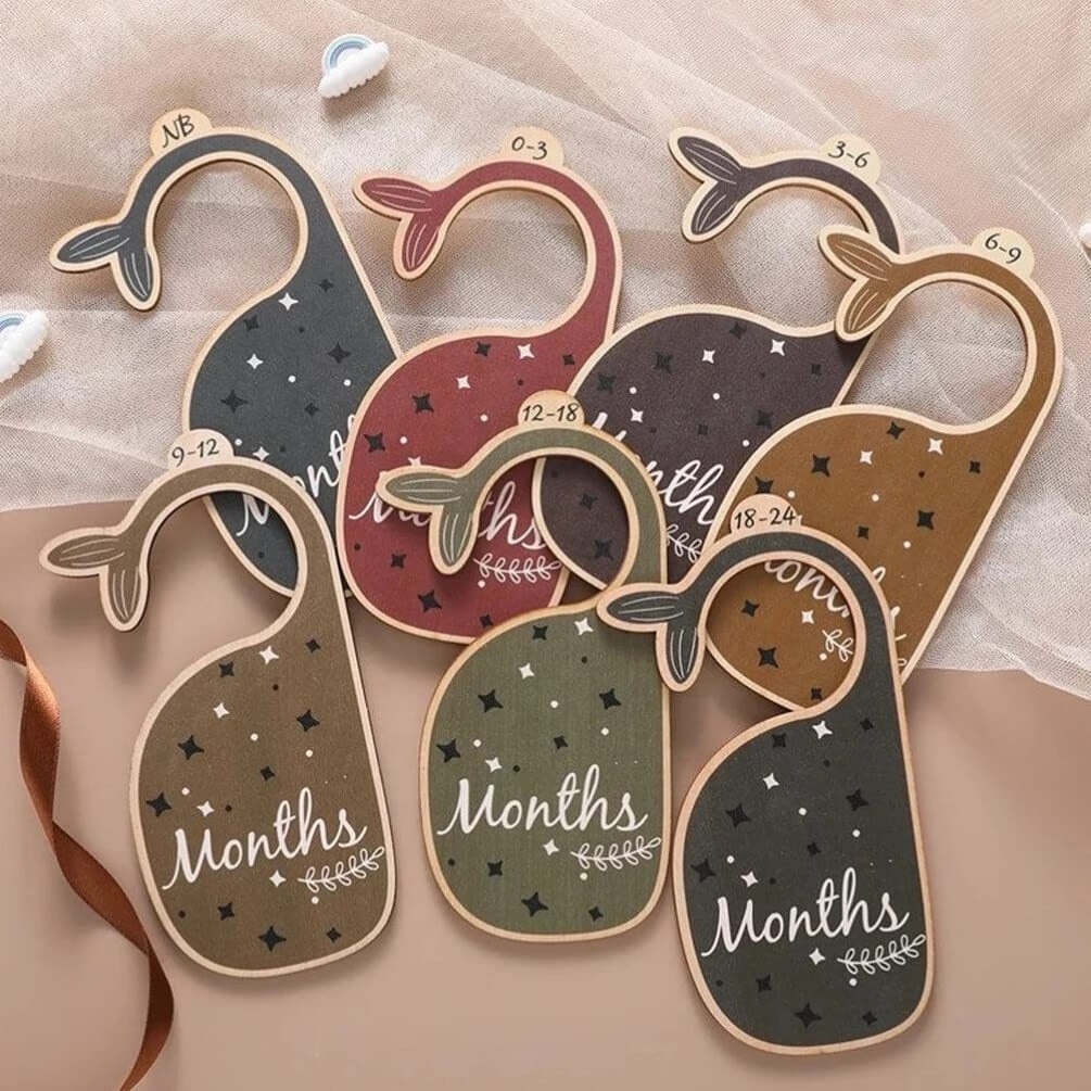 Nursery Decor Boho Swan Whale Baby Wardrobe Dividers Card Set Closet Organizer Newborn 24 Months Gift Set