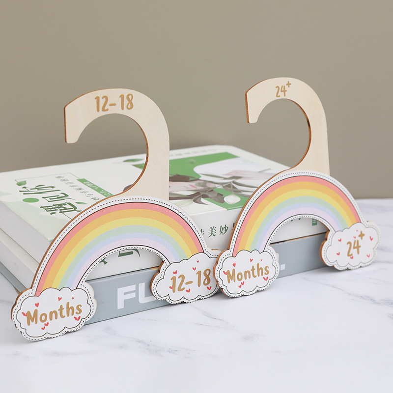 Xiximi High Quality Baby Rainbow Wood Closet Dividers Baby Wood Clothes Divide Hanger