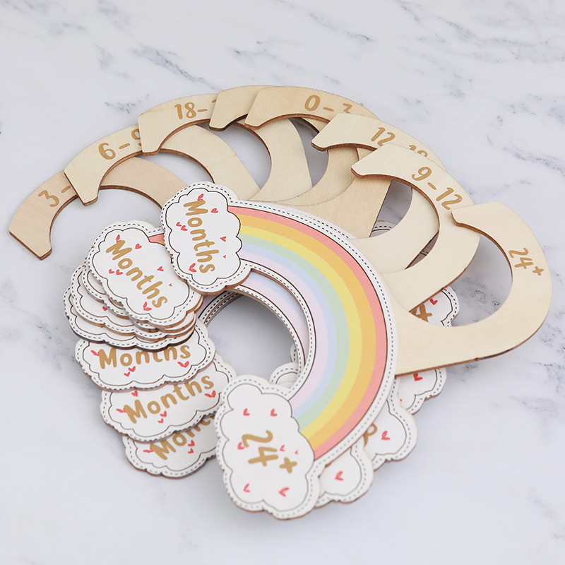 Xiximi High Quality Baby Rainbow Wood Closet Dividers Baby Wood Clothes Divide Hanger