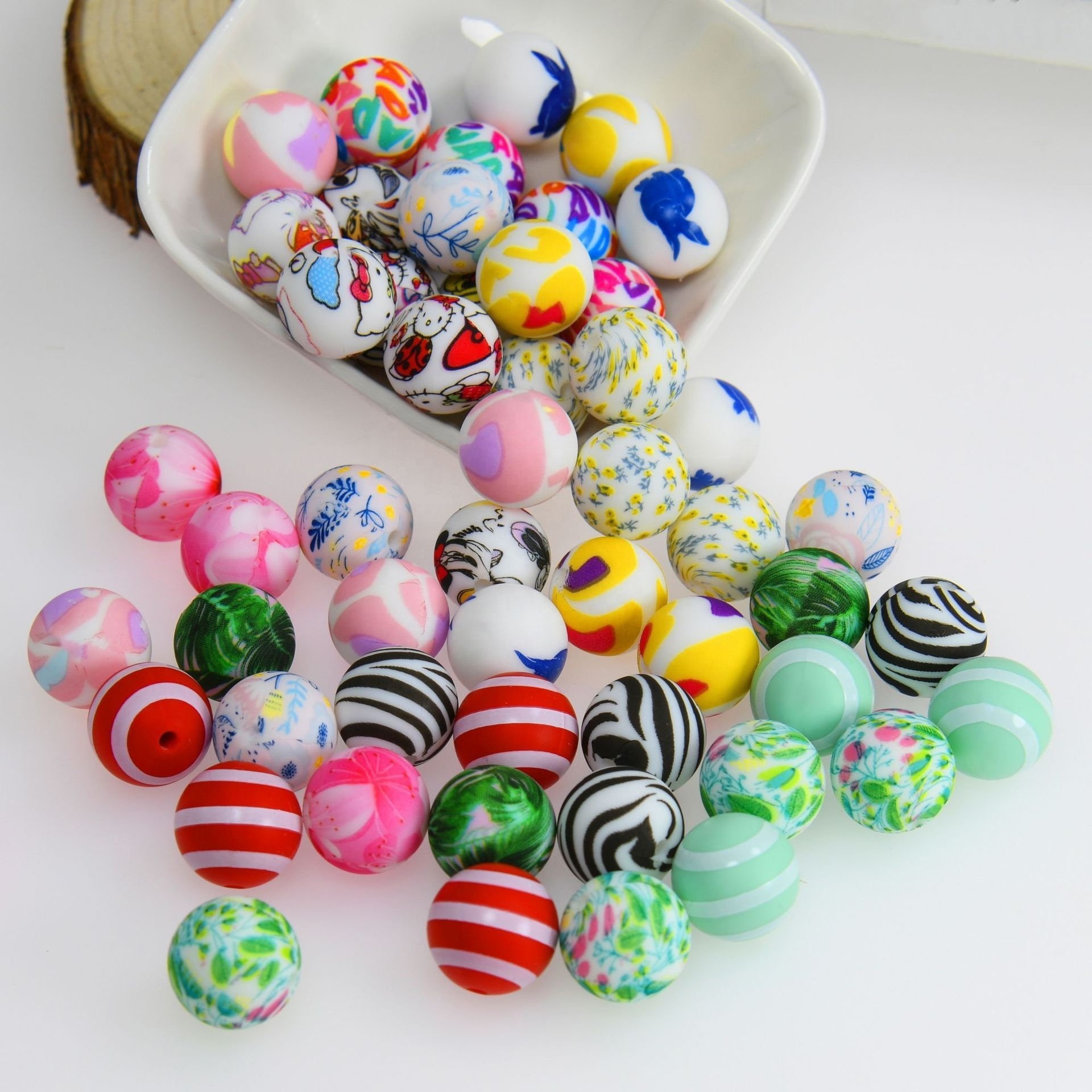 Custom 137 Colors BPA Free Teether Loose Bead Food Grade Round Chew 15mm Soft Silicone Beads for Pacifier Keychain Bracelets